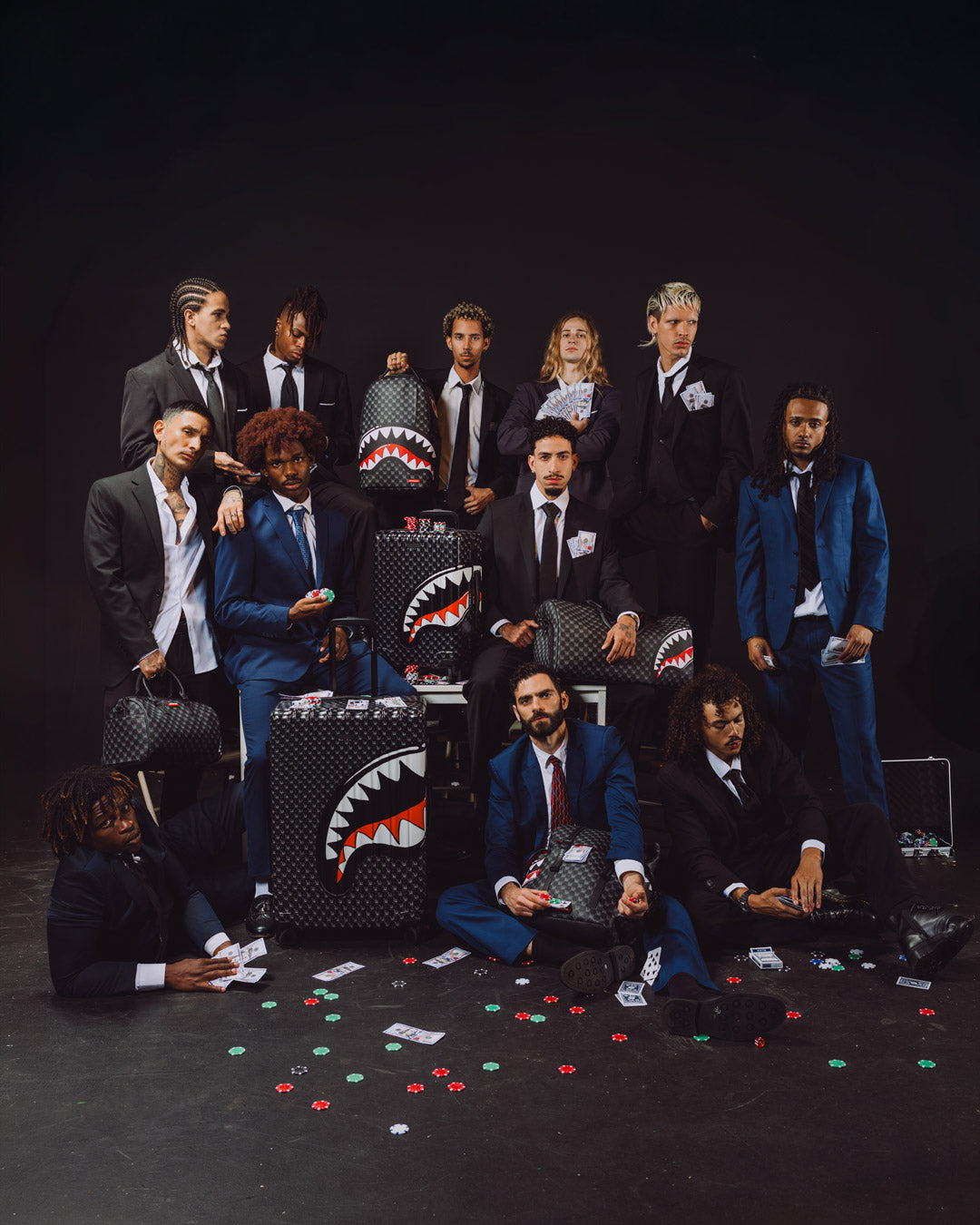 SPRAYGROUND® LUGGAGE SHARKS IN PARIS WTF BUBBLY BLACK CHECK CARRY-ON LUGGAGE