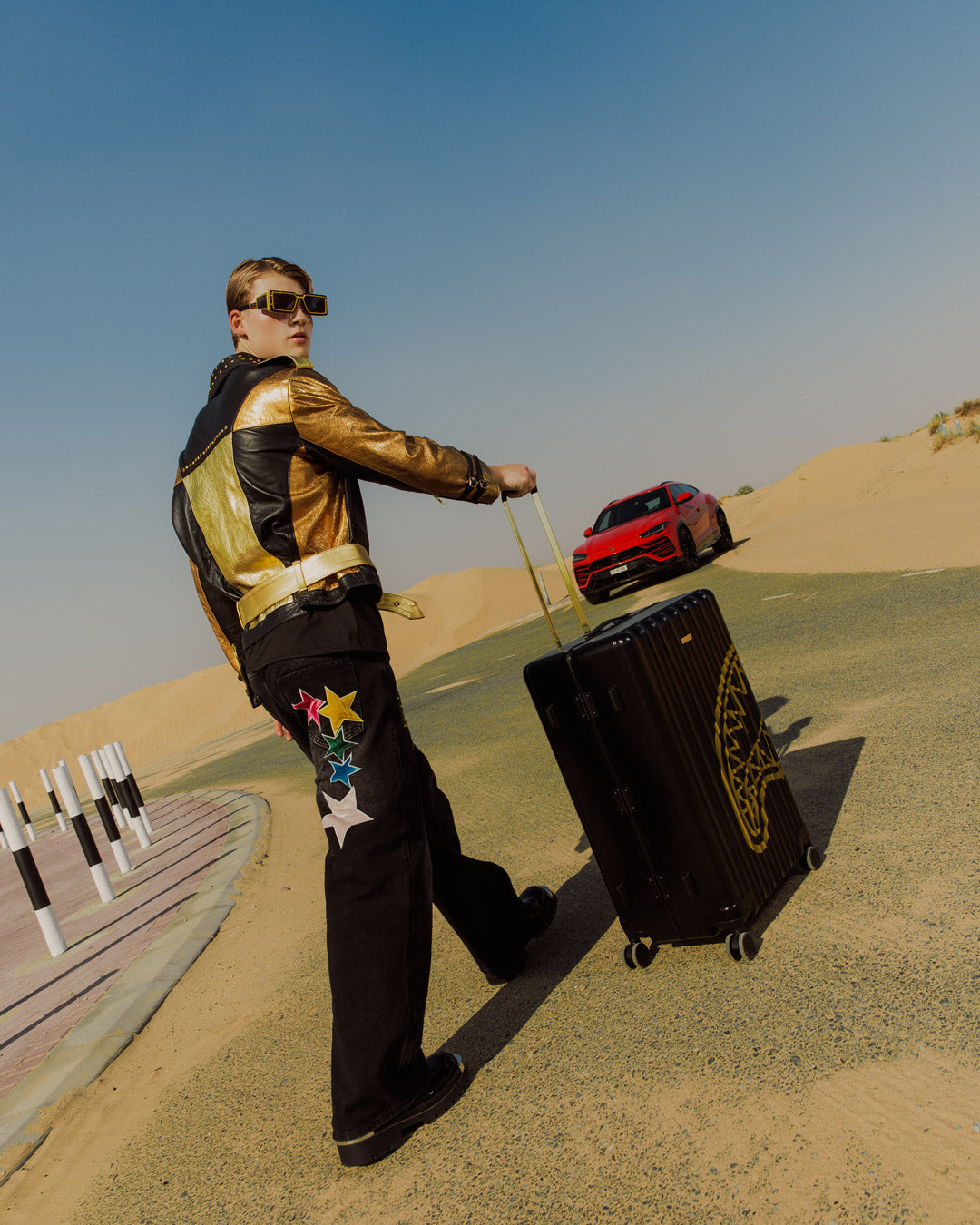 SPRAYGROUND® LUGGAGE THAT GOLD DRAP FULL-SIZE LUGGAGE