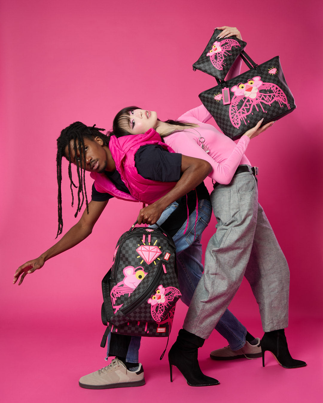 SPRAYGROUND® CROSSBODY PINK PANTHER DRIPPY DIAMONDS SAVVY CROSSBODY