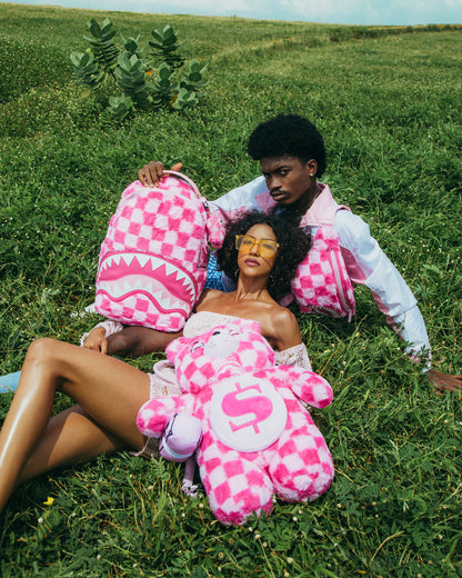 SPRAYGROUND® CROSSBODY PINK FUR CHECK SAVVY CROSSBODY