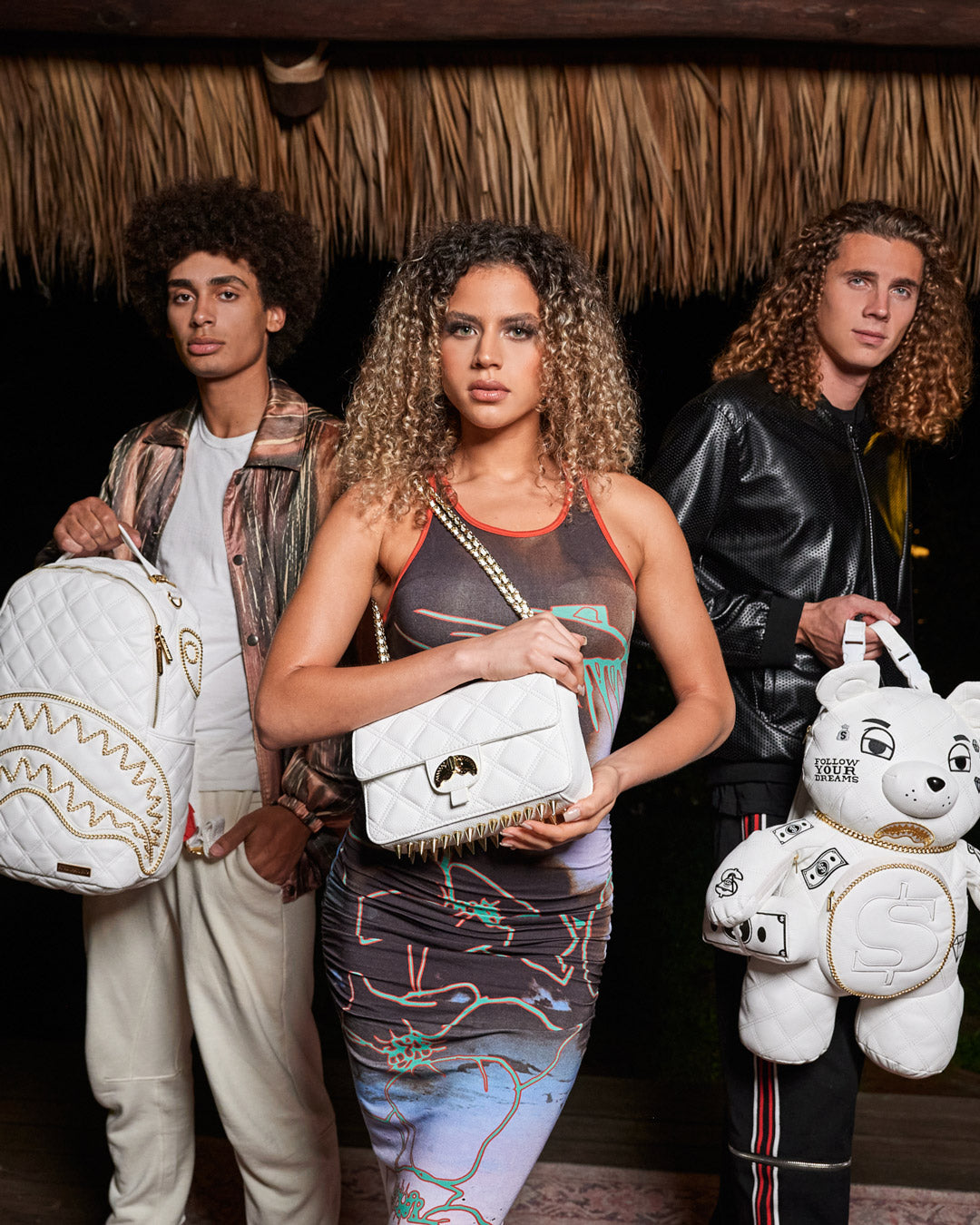 SPRAYGROUND® HANDBAG RIVIERA LE BLANC GOLD CHAIN SHARK HANDBAG