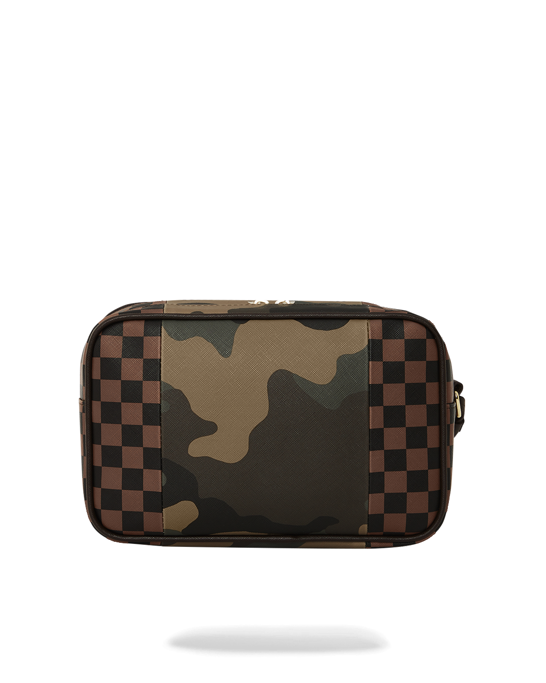 SPRAYGROUND® TOILETRY EXTERIOR GOLD ZIP POCKET SHARKS IN PARIS TOILETRY BRICKSIDE BAG