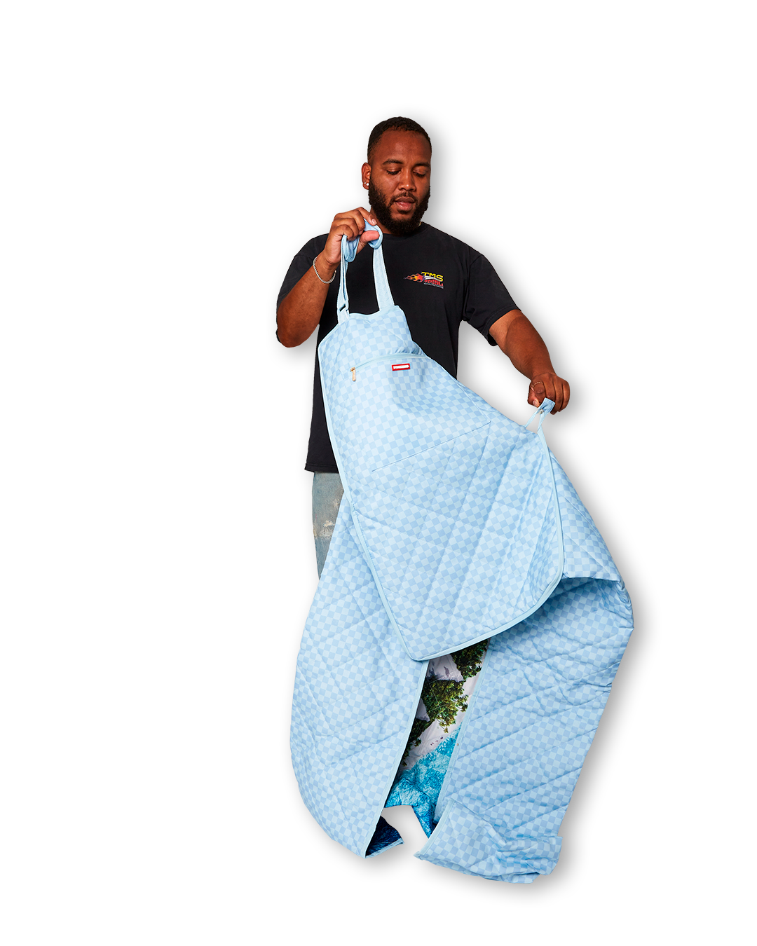SPRAYGROUND® TOTE SHARK ISLAND PACKABLE BEACH MAT BLANKET WATER RESISTANT CONVERTIBLE TOTE