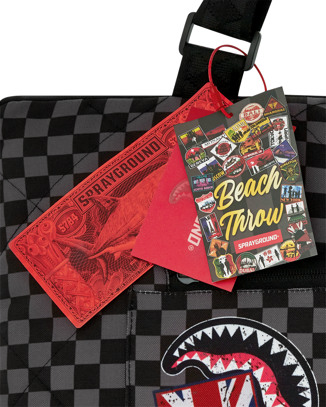 SPRAYGROUND® TOTE GLOBAL MOGUL UNLIMITED MILES PACKABLE BEACH MAT BLANKET WATER RESISTANT CONVERTIBLE TOTE