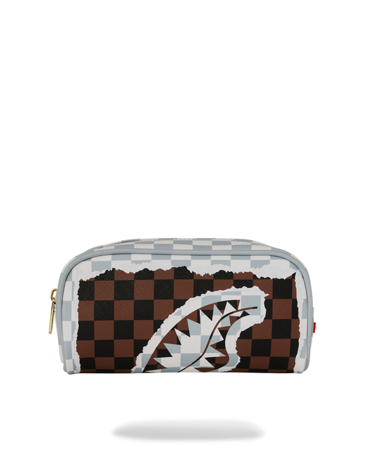 SPRAYGROUND® POUCH CREAM AND BROWN TEAR CHECK POUCH