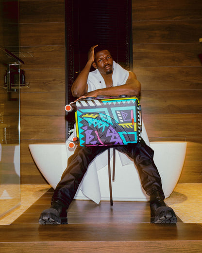 SPRAYGROUND® LUGGAGE A.I. PATH TO THE FUTURE III HARDSHELL CARRY-ON LUGGAGE - SANDFLOWER COLLAB