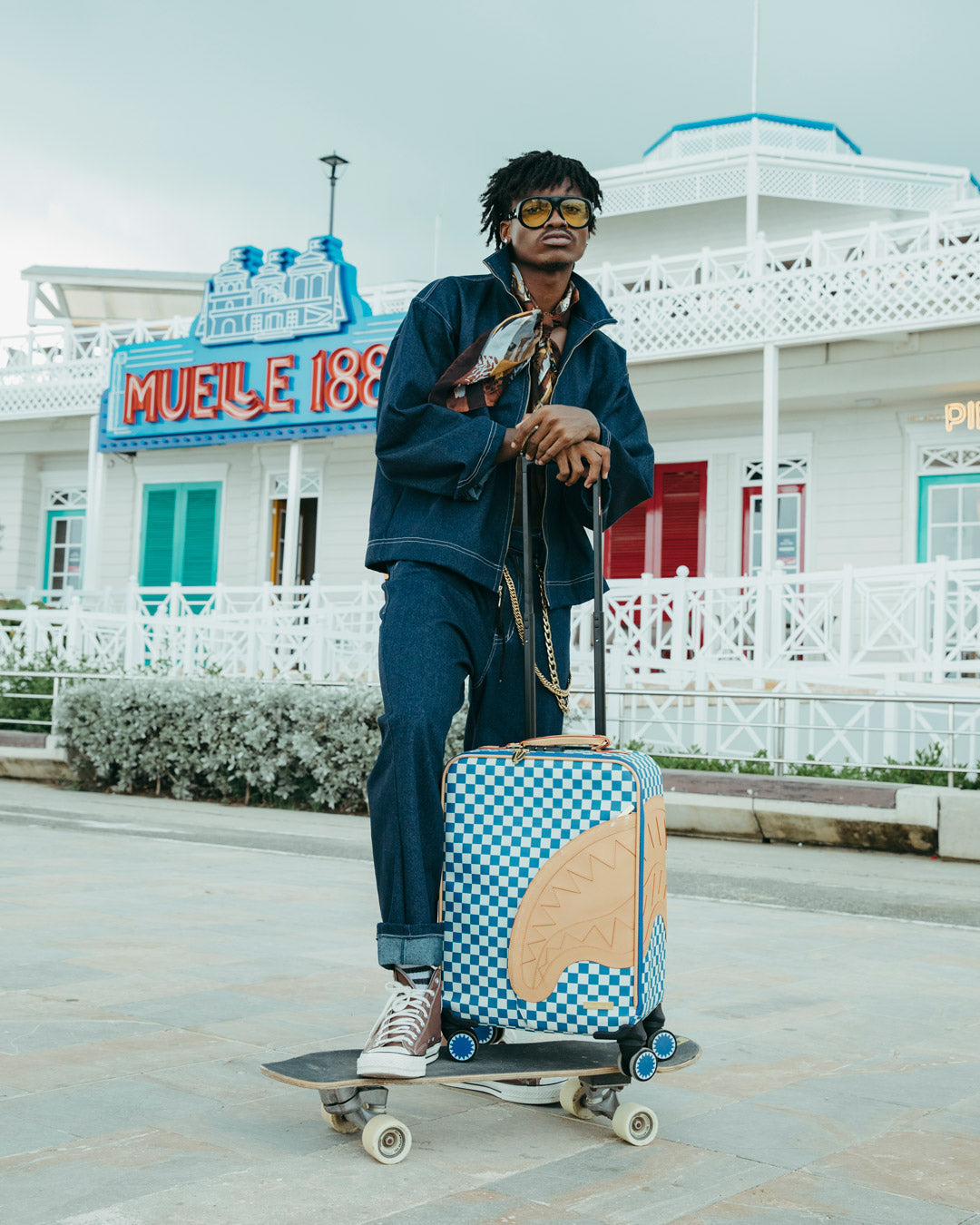 SPRAYGROUND® LUGGAGE LETTER CHECKERS SOFT CARRY-ON LUGGAGE