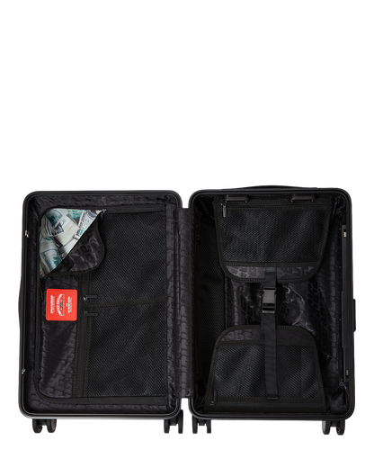 SPRAYGROUND® LUGGAGE CARGO PATCHES SHARKITECTURE CARRY-ON LUGGAGE BLACK WITH EXTRA STICKERS