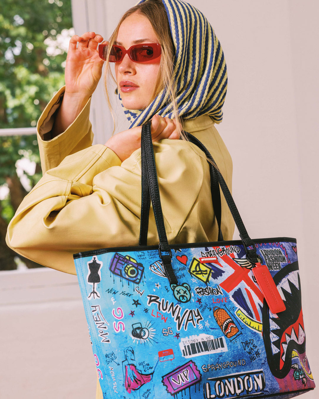 SPRAYGROUND® TOTE LFW RED WHITE BLUE GRAFFITI TOTE