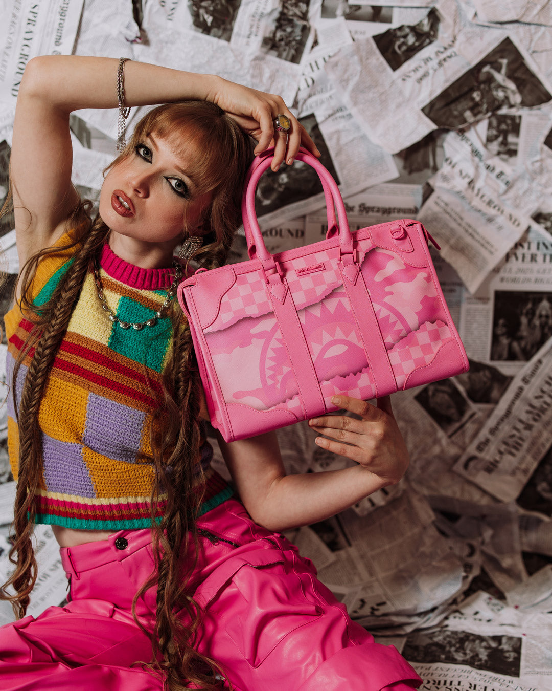 SPRAYGROUND® DUFFLE PINK 3AM RIPTIDE MINI PYRAMID DUFFLE