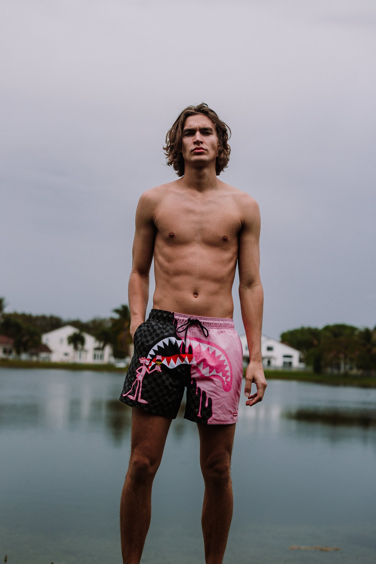SPRAYGROUND® SWIM PINK PANTHER HALF PAINTED SWIM SHORTS