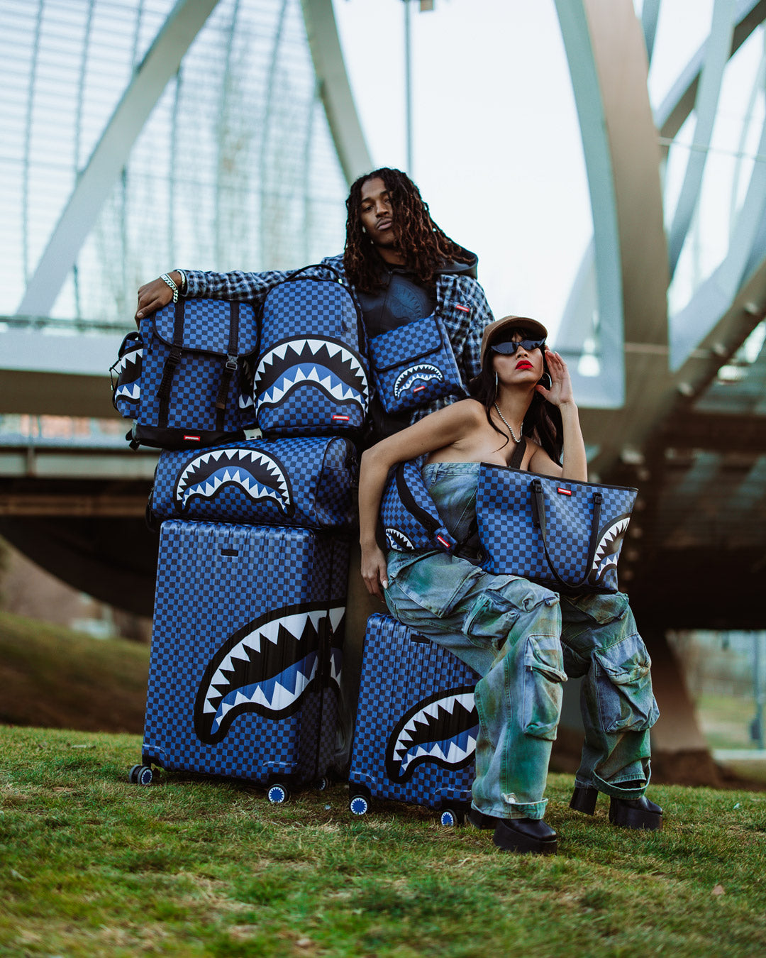 SPRAYGROUND® LUGGAGE MIDNIGHT MAGIC SHARKS IN PARIS HARD SHELL CARRY-ON LUGGAGE