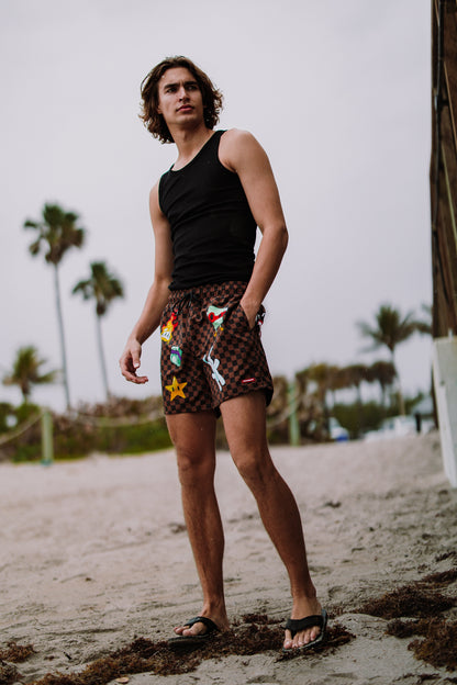 SPRAYGROUND® SWIM PARIS PATCH SWIM SHORTS