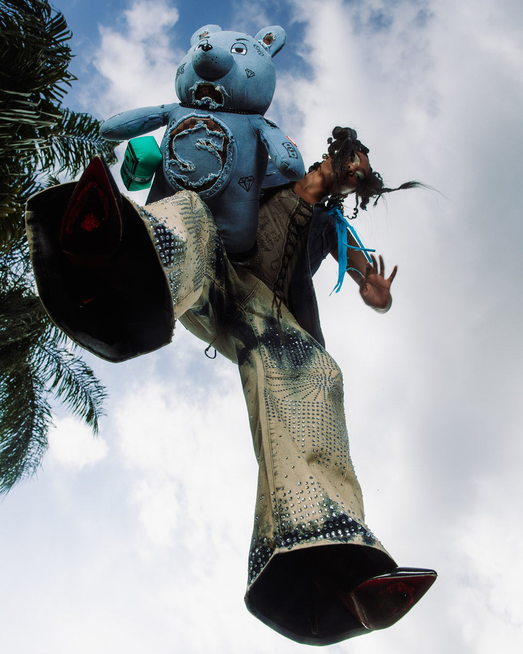 SPRAYGROUND® BACKPACK DENIM SHARK MONEYBEAR TEDDY BEAR