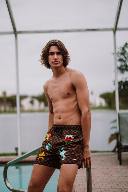 SPRAYGROUND® SWIM PARIS PATCH SWIM SHORTS
